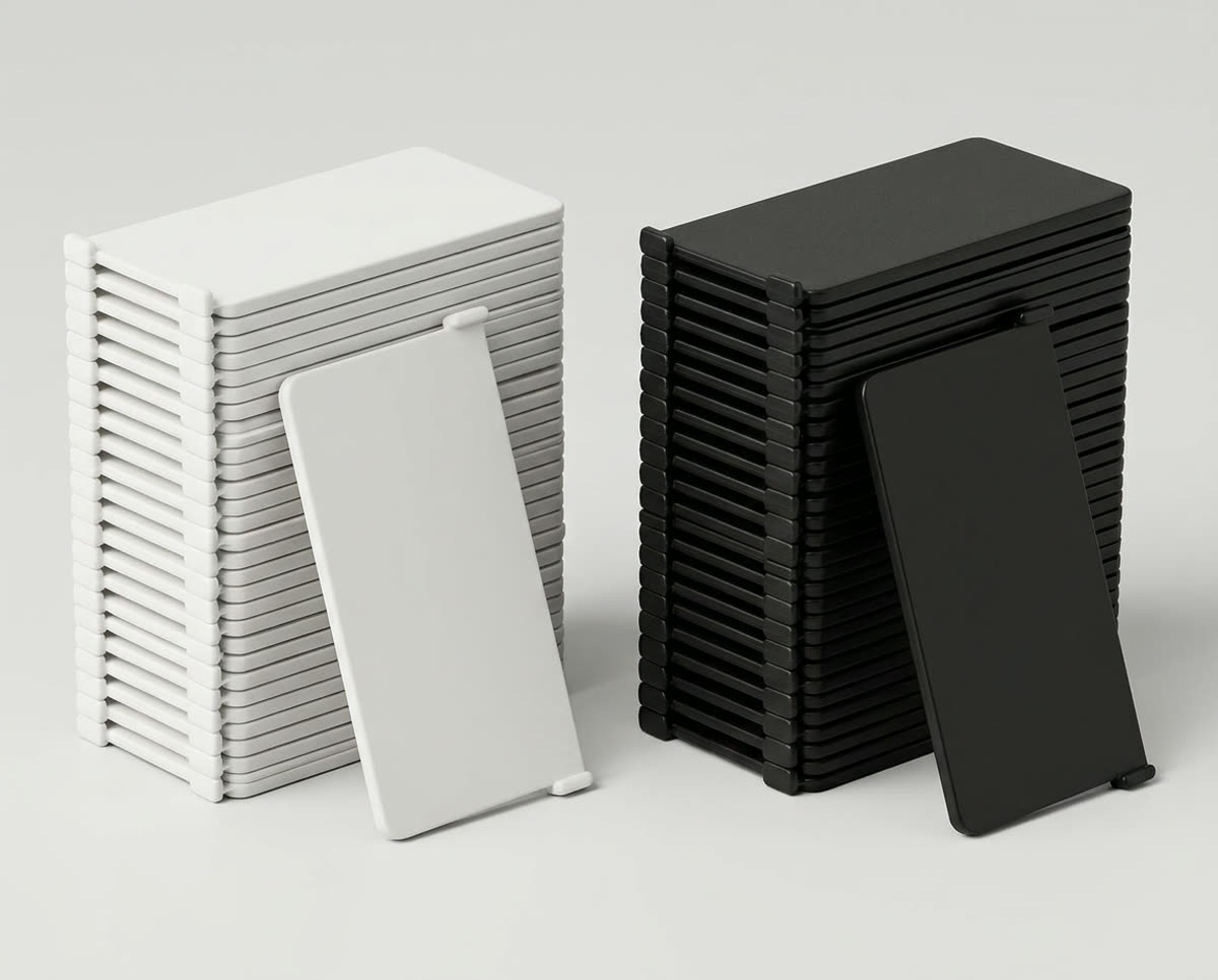 White and black plastic bottom weights for vertical blinds